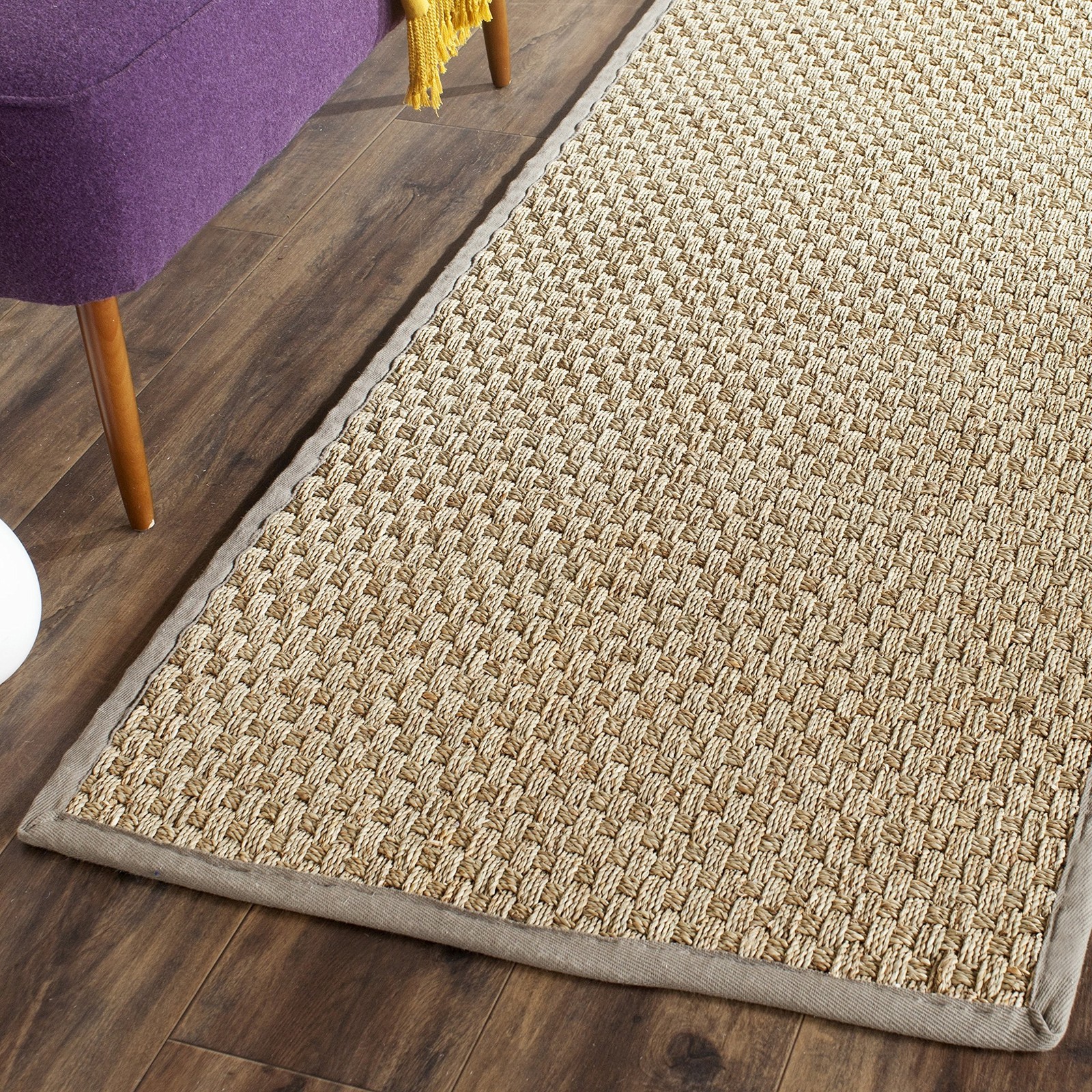 SAFAVIEH Natural Fiber Collection Runner Rug – 2'6" x 12', Natural & Grey, Bo…