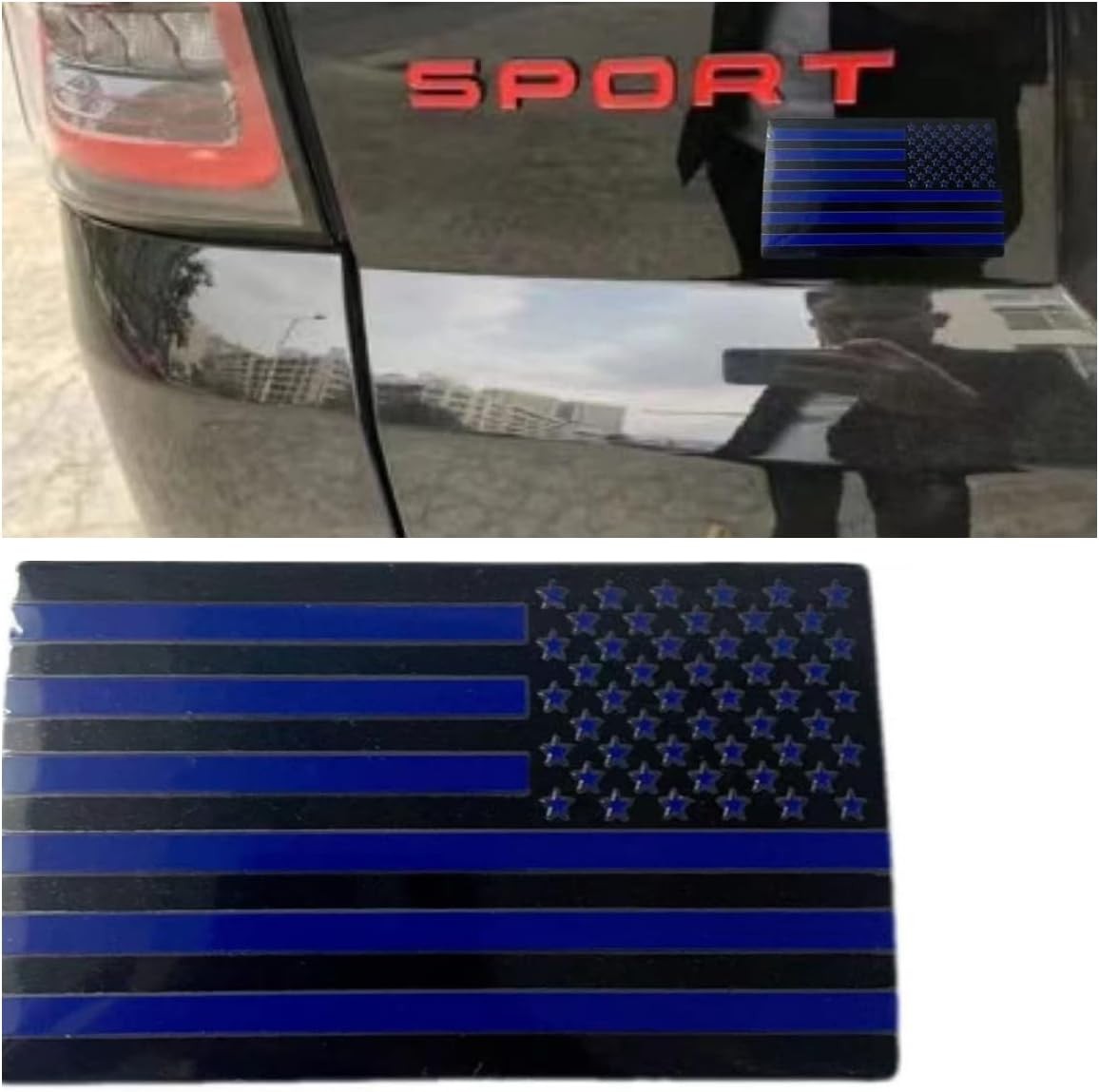 Black Metal Flag Emblem for Cars Trucks 2pcs Forward and Reverse Set (5"x3") (Bl