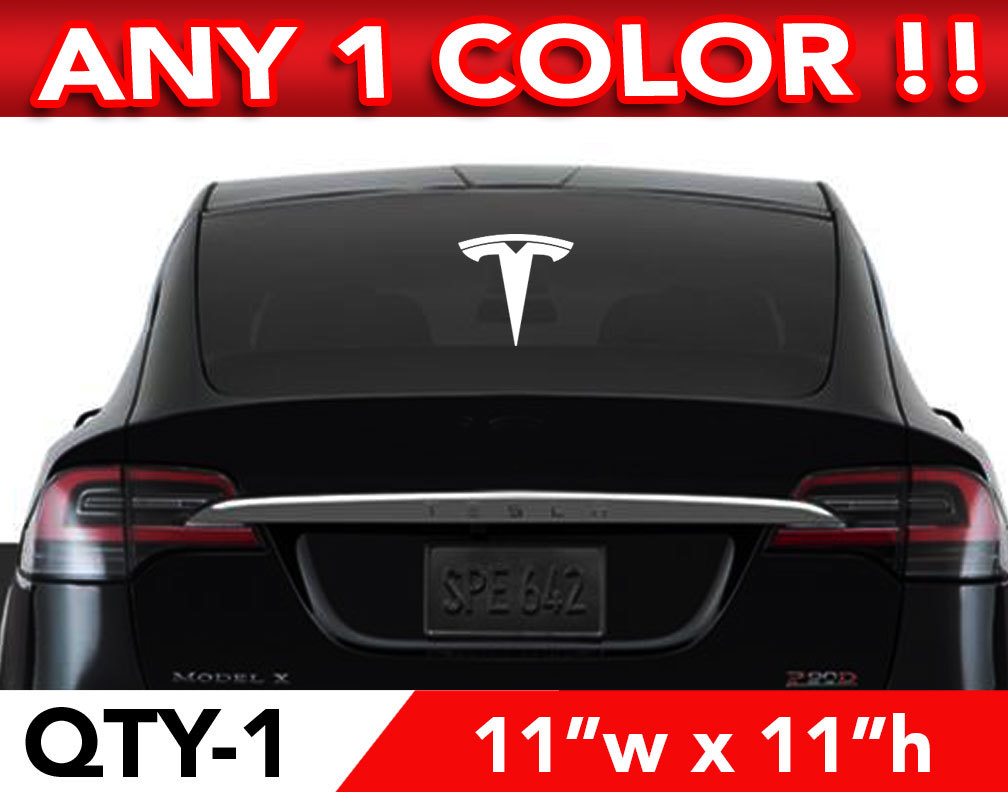 TESLA "T" MODEL- S / X WINDOW / WALL / AUTO DECAL STICKER 11"x11" ANY 1 Color