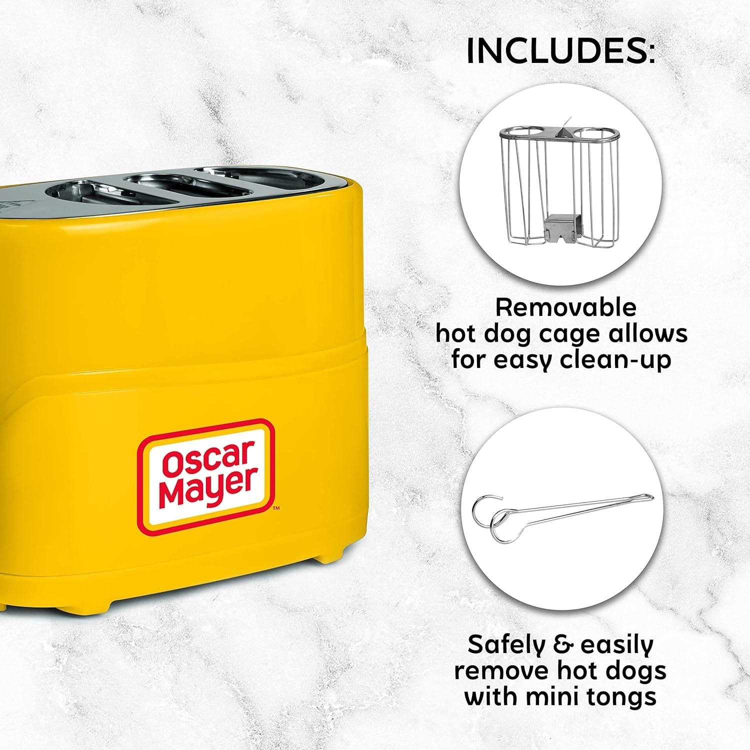 Oscar Mayer 2 Slot Hot Dog and Bun Toaster with Mini Tongs, Hot Dog Toaster Work
