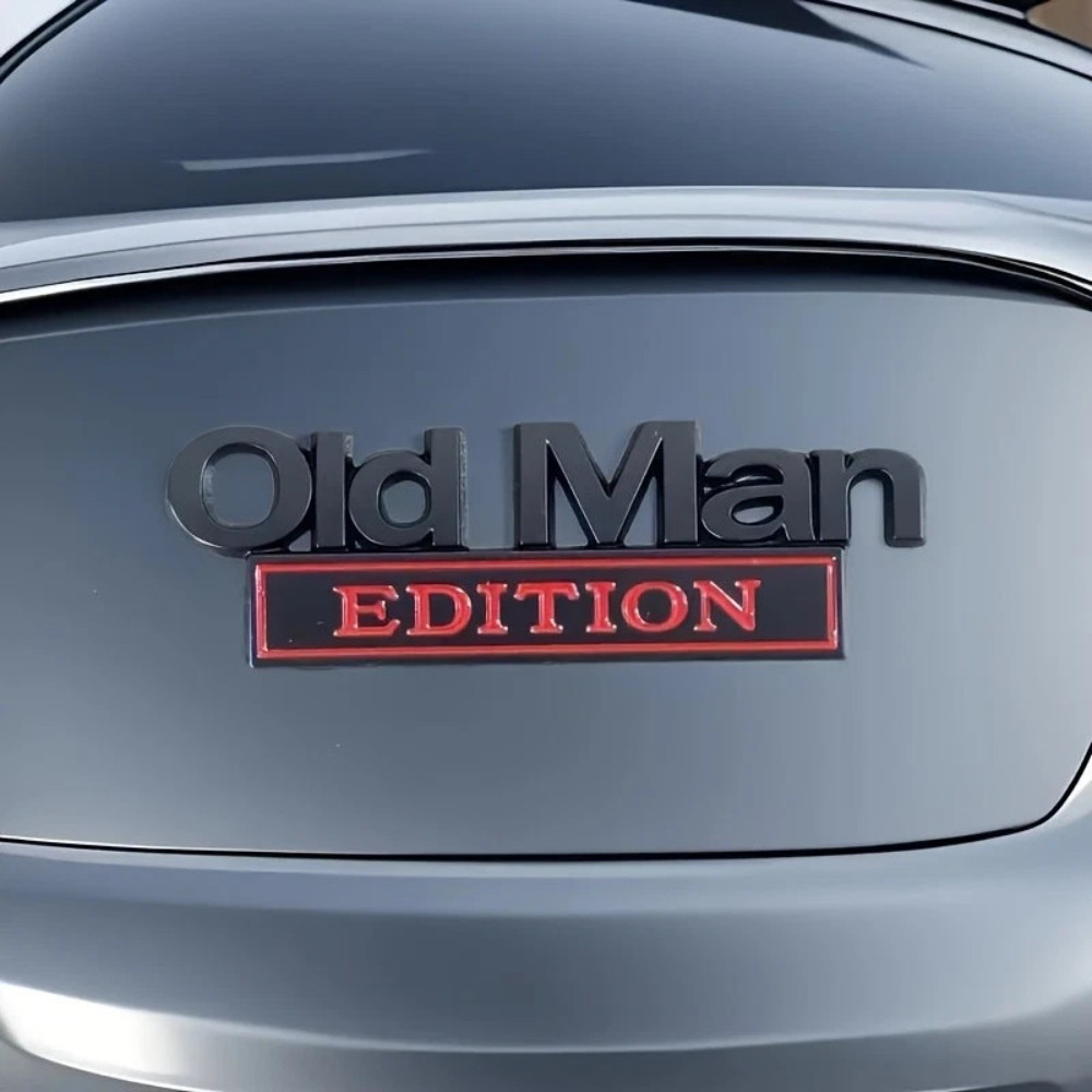 2pcs Old Man Edition Car Emblem 3D Metal Sticker Badge–New Funny Edition Decal