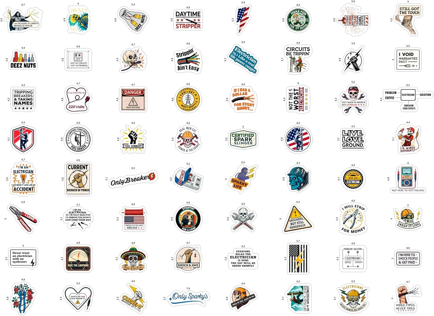 100Pcs Funny Electrician Stickers for Hard Hats, Waterbottle – Electrical Sticke