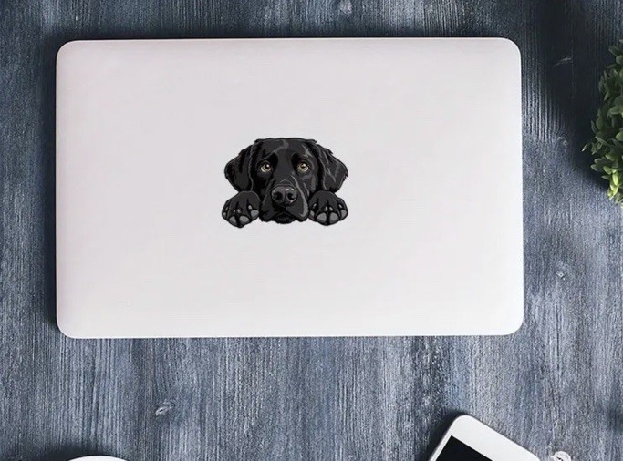 XL Black Lab Sticker Decal Cute Peeking Face Car Laptop Mirror Funny Labrador