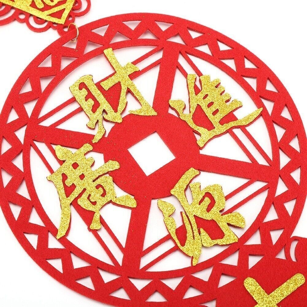 2Pcs Traditional Couplets Chinese New Year Spring Festival Hanging Pendant Home