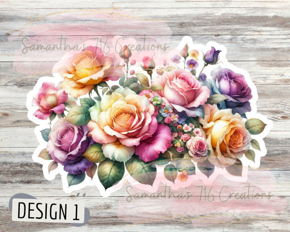 Roses Vinyl Stickers 3" For Laptops, Cups, Etc. Indoor, Water Resistant