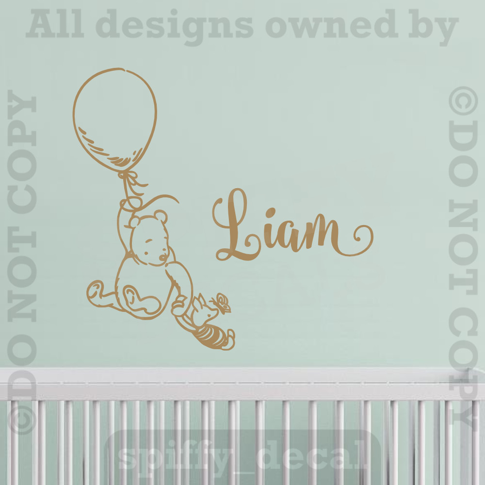 Personalized Name Classic Pooh Balloon Quote Vinyl Wall Decal Decor Sticker