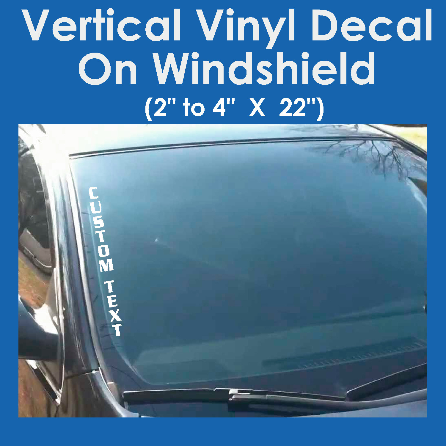 CUSTOM TEXT VERTICAL Side Windshield Vinyl Decal Sticker Car Truck Boat Name