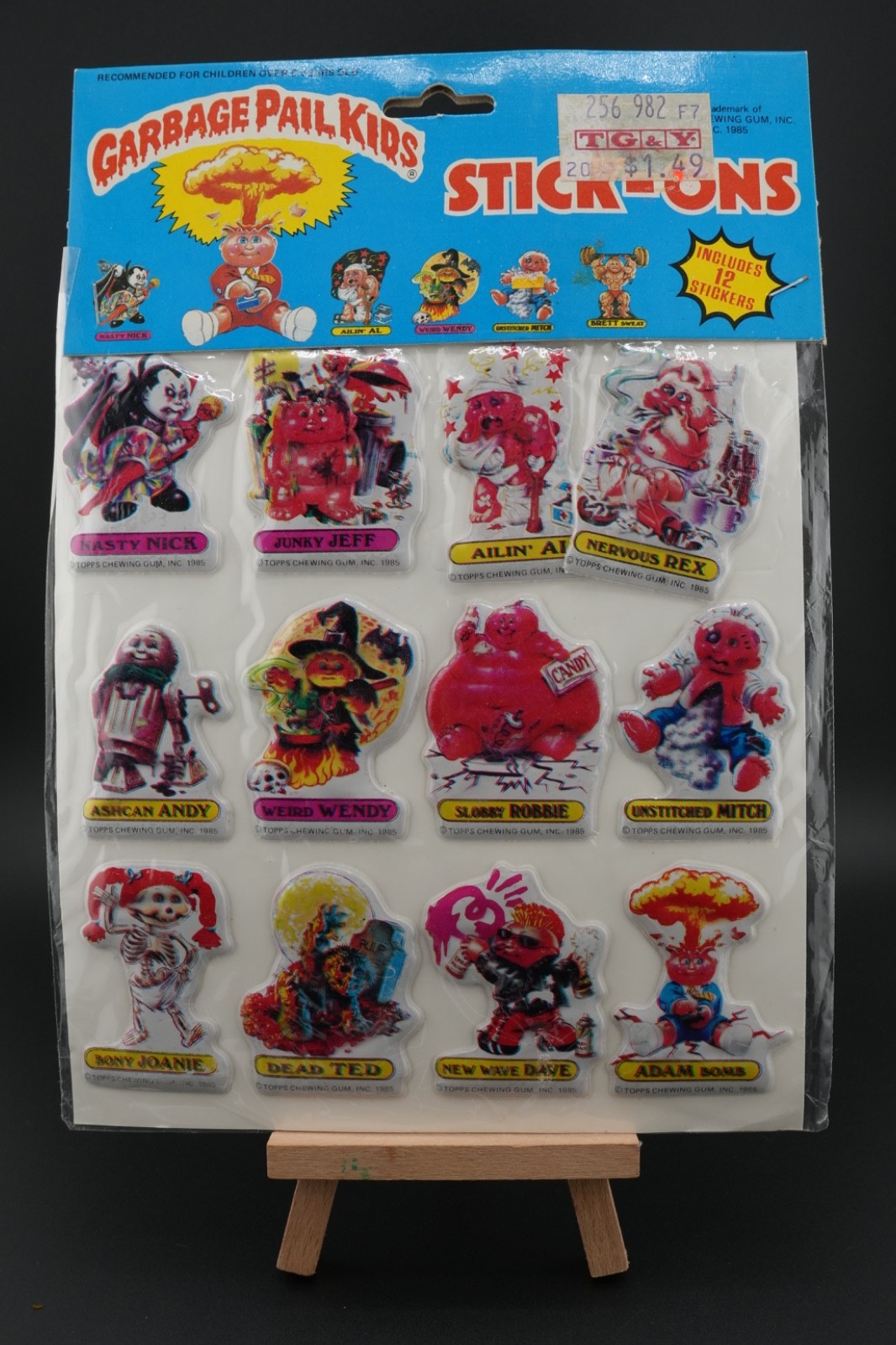 Vintage Garbage Pail Kids Stick On Name Tags Sticker Set Art GPK 1986 Set of 11