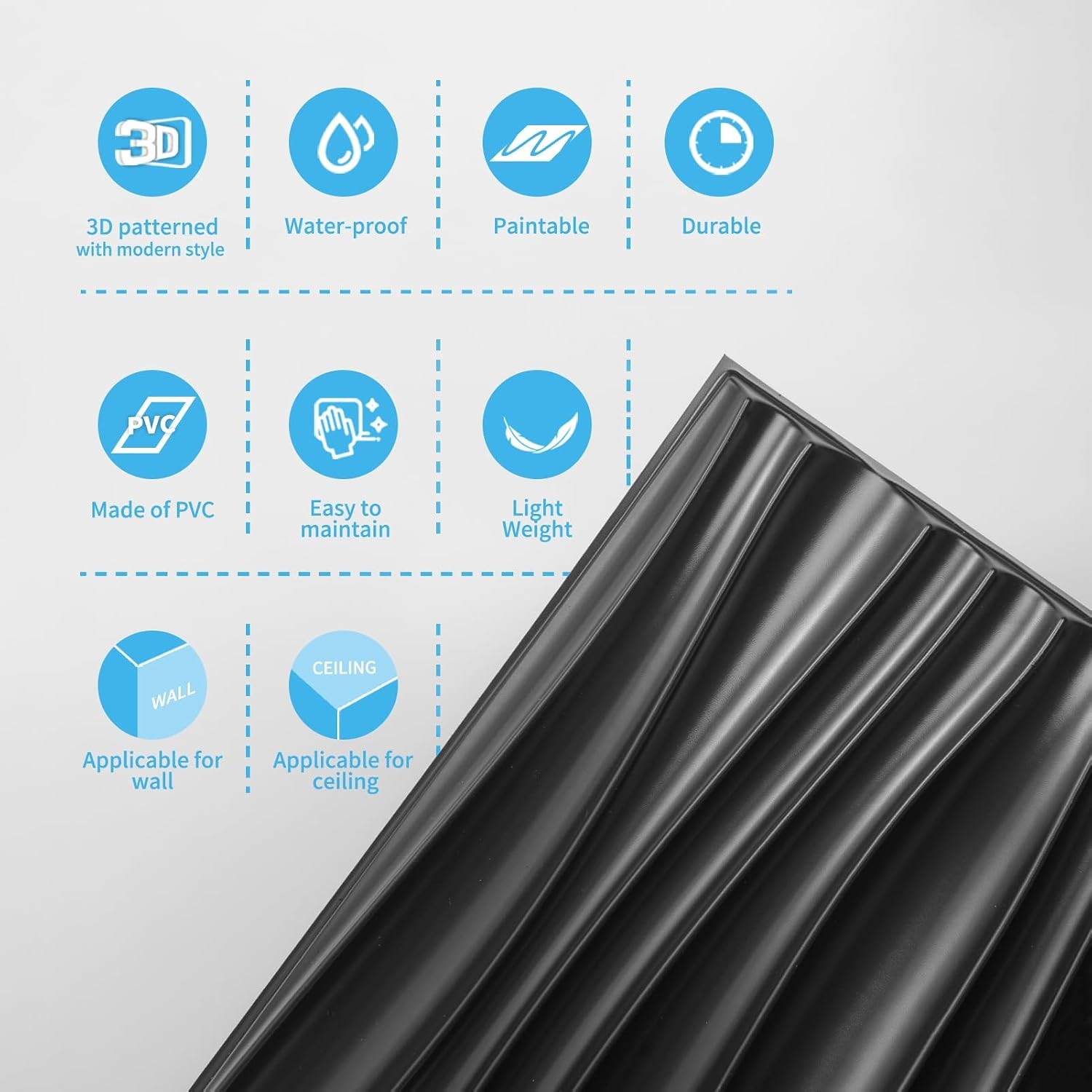 Art3d 24-Pack 3D Wall Panels for Interior Décor, 15.7 x 11.8 Inch, Black
