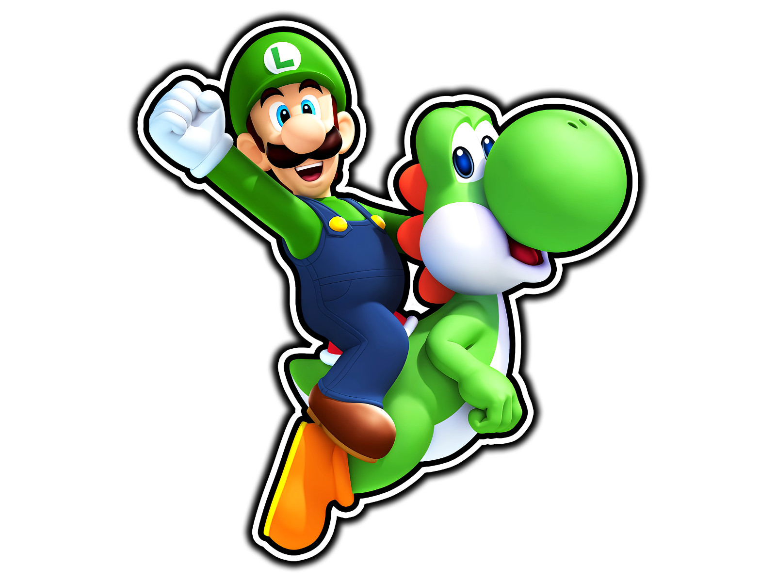 Luigi Riding Yoshi Waterproof Vinyl Sticker Decal Die-Cut