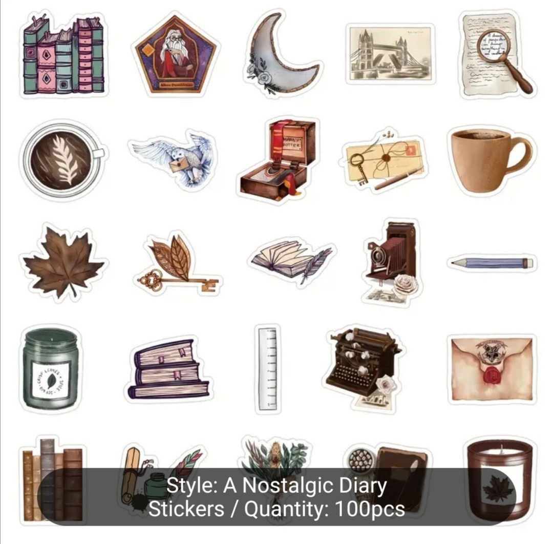 10 PCS Mini Vintage Retro Nostalgic Cozy Reading Aesthetic Stickers BRAND NEW