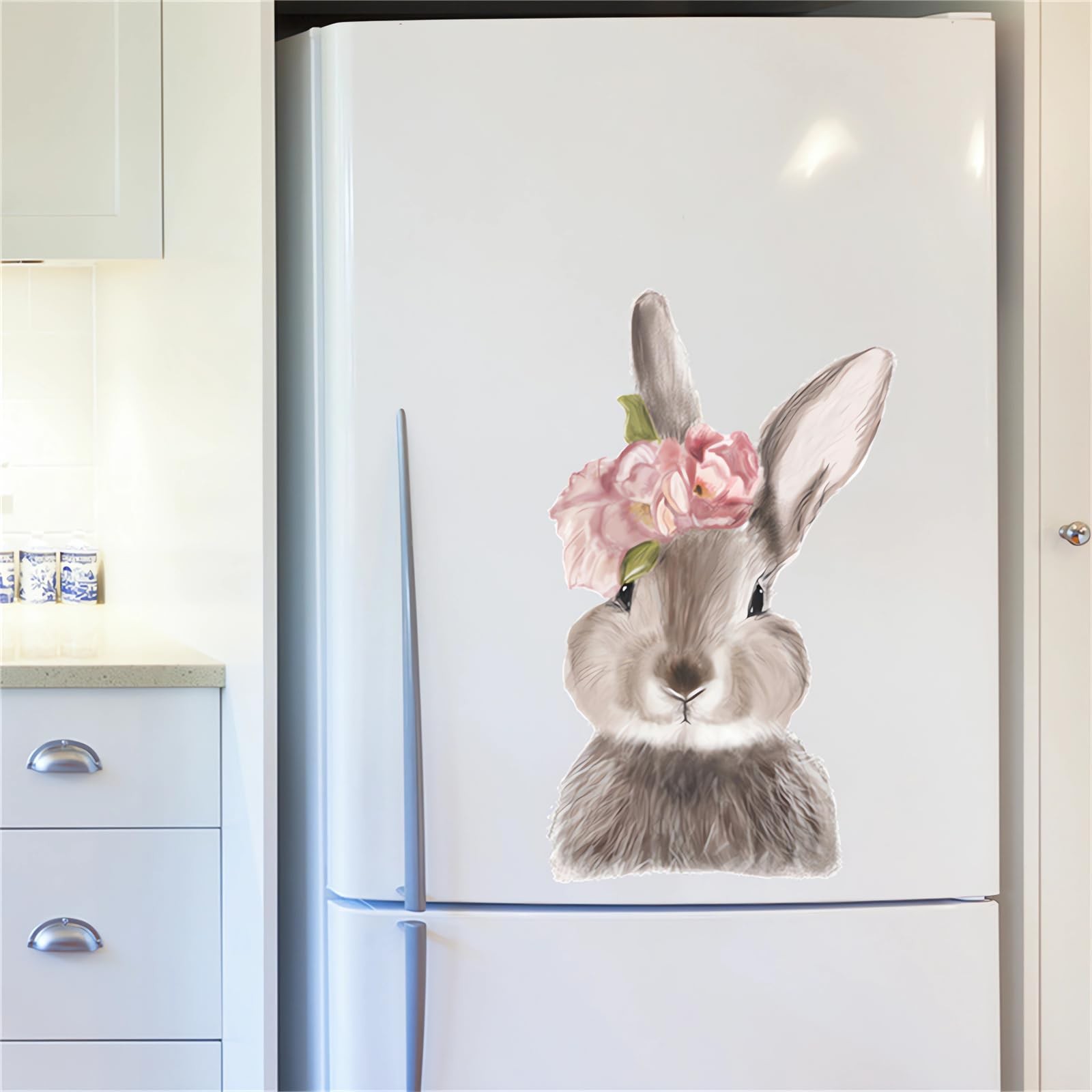 Cute Bunny Flower Wall Stickers, Cartoon Rabbit Animal Wall Decals Removable …