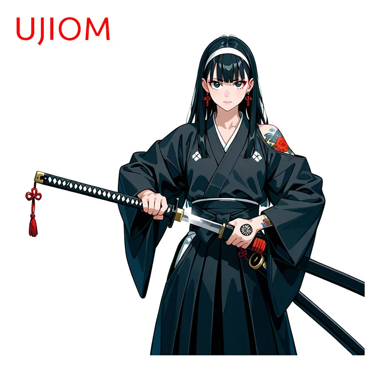 UJIOM Female Samurai Graphics Wall Sticker Exquisite Fashionable Hood SUV Decal