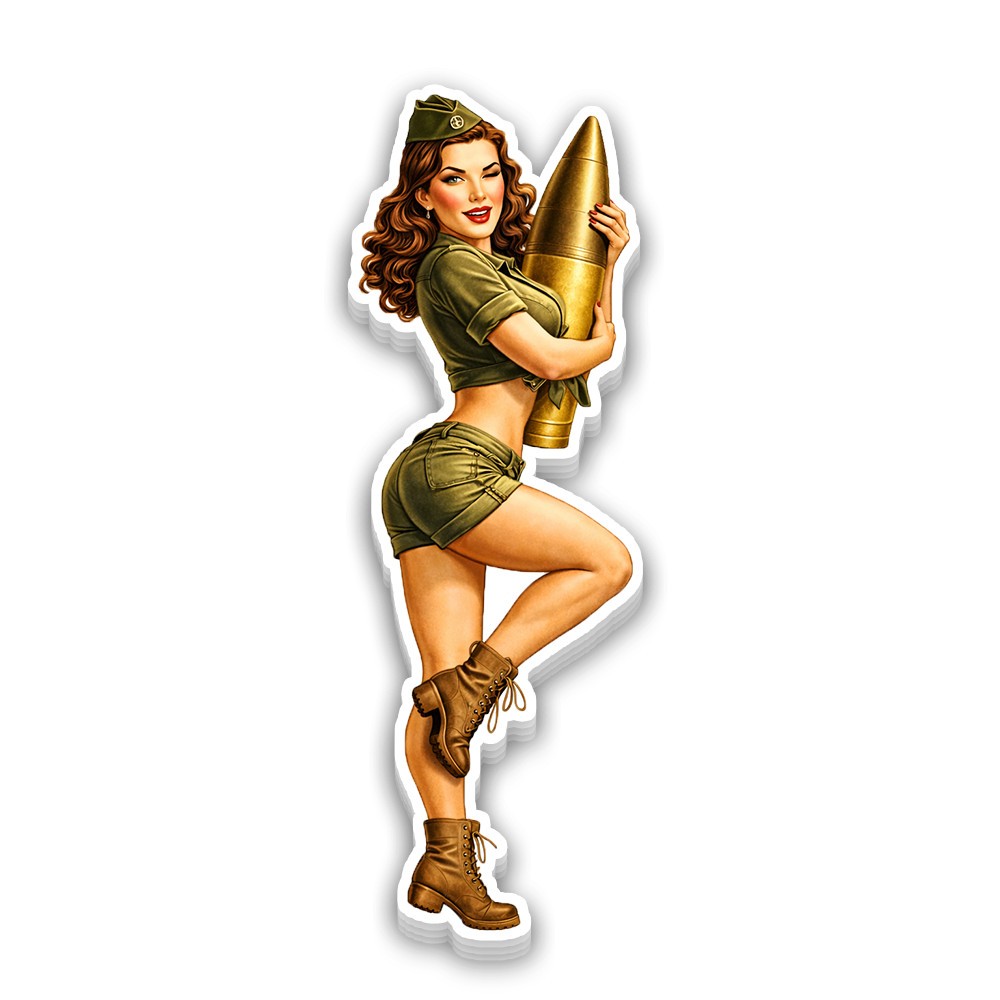 Lucky Lady Sticker 4 Inch Vinyl Decal WW2 PinUp Girl Vintage