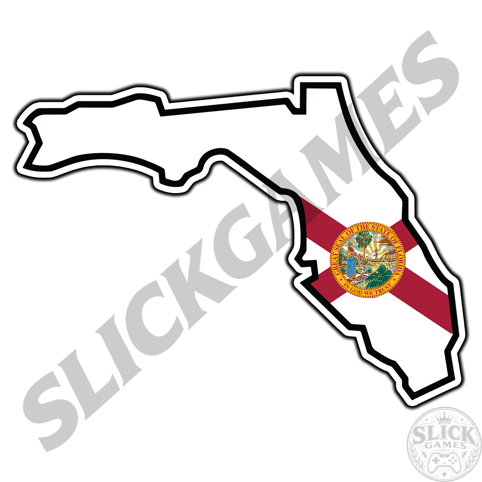 Florida State Outline Flag #1 USA Sticker Waterproof Vinyl Decal Die-Cut