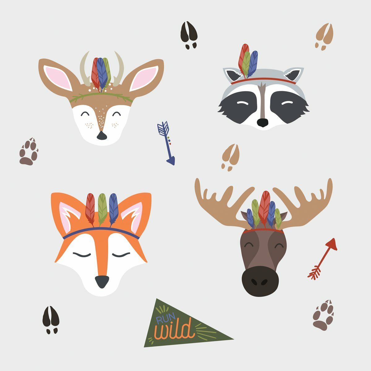 RoomMates Sleepy Woodland Animals 13 Giant Peel And Stick Wall Decals Deer Moose