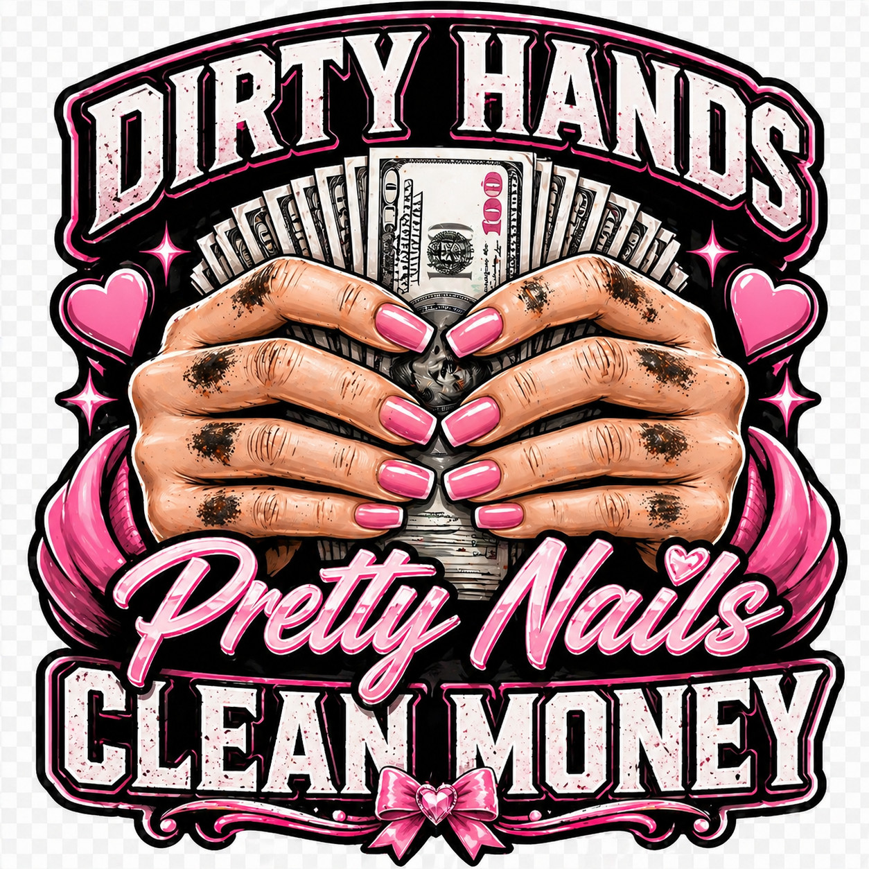 Dirty Hands Clean Money 3” UV DTF Decal Hard Hat Construction Worker Heart
