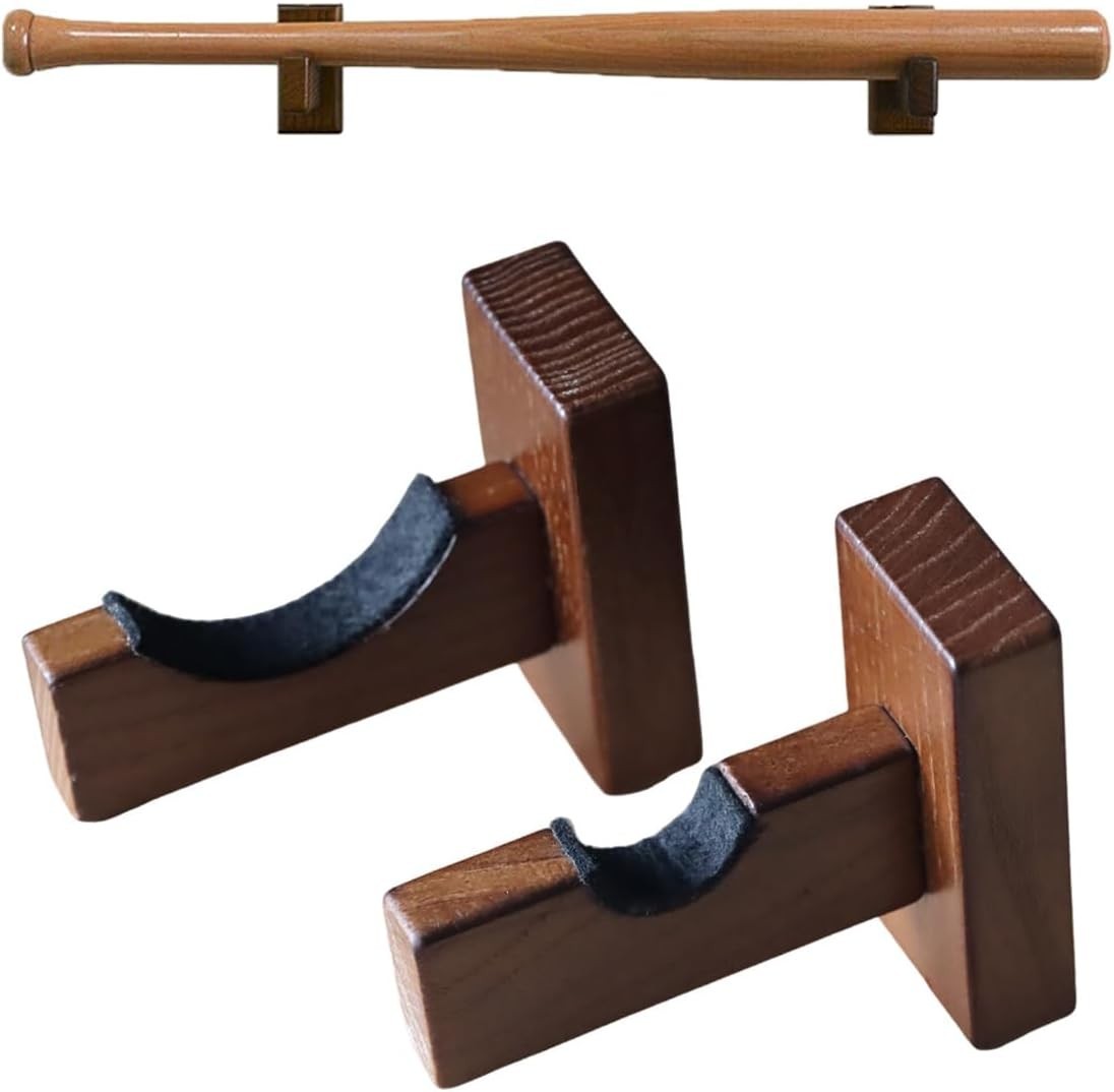 Baseball Bat Display Case, Wall Mount Bat Holder Hanger, Solid Ash Tree Handm…