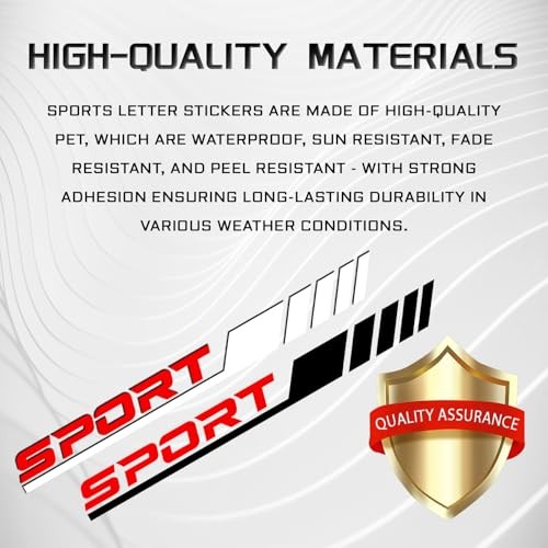 2PCS Sport Letter Car Trd Stickers Car Door Decals Sport Stickers Black & Red