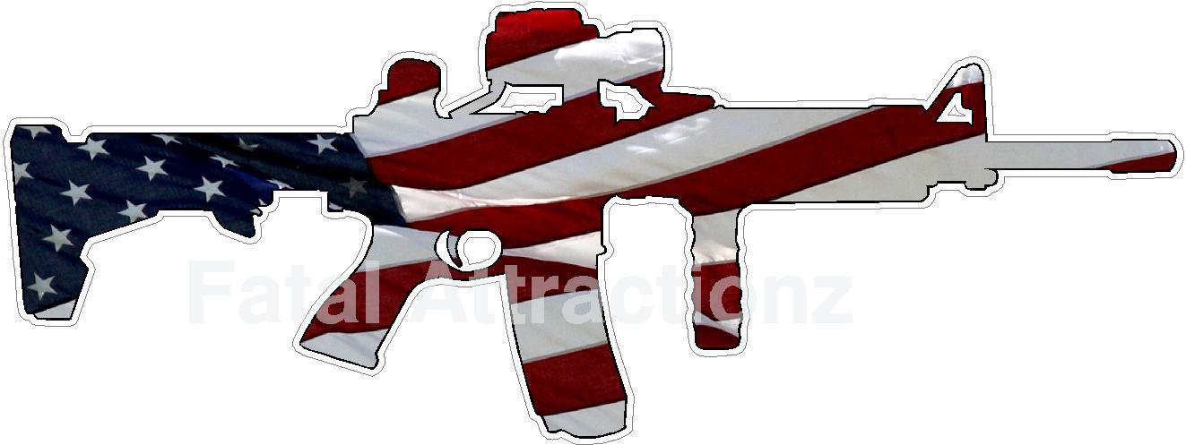 American Flag AR-15 Vinyl Decal sticker USA m4 gun 2nd amendment rifle
