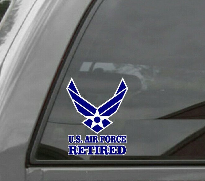 UNITED STATES AIR FORCE RETIRED USAF Vinyl Window Decal/Sticker BLUE/WHITE