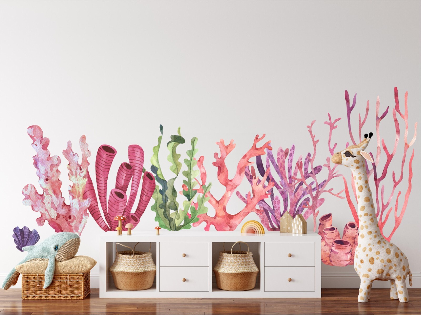 Seaweed & Coral Fabric Wall Decal Set of 9 Wall Art Stickers Ocean Nursery Decor