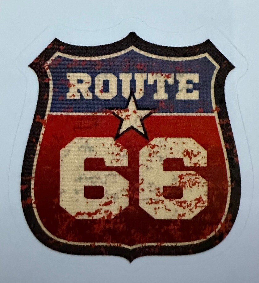 ROUTE 66 ~ VINTAGE STYLE – Small Vinyl Sticker – 1.5in