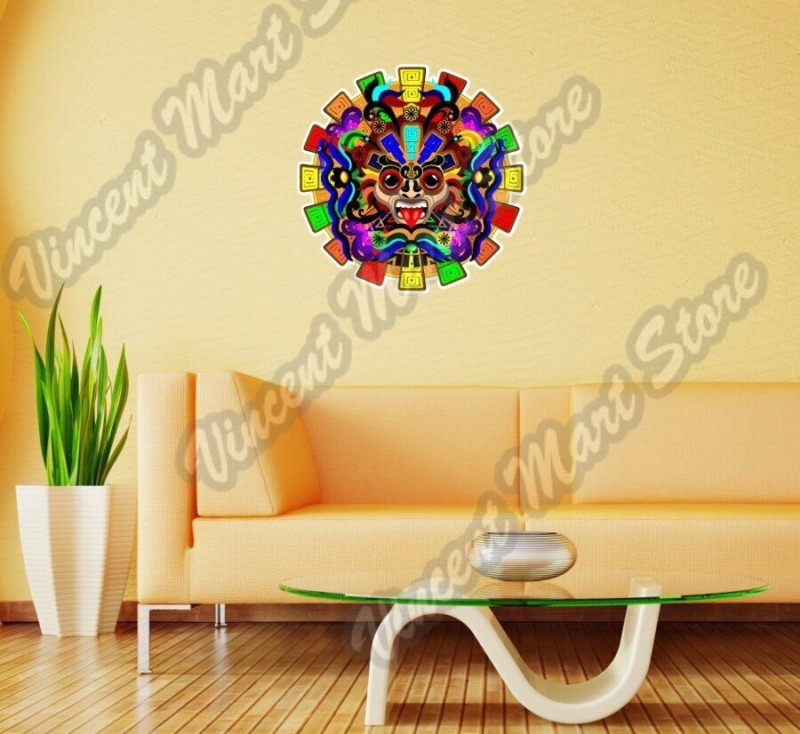 Aztec Ancient Warrior Mask Face Maya Wall Sticker Room Interior Decor 22"X22"