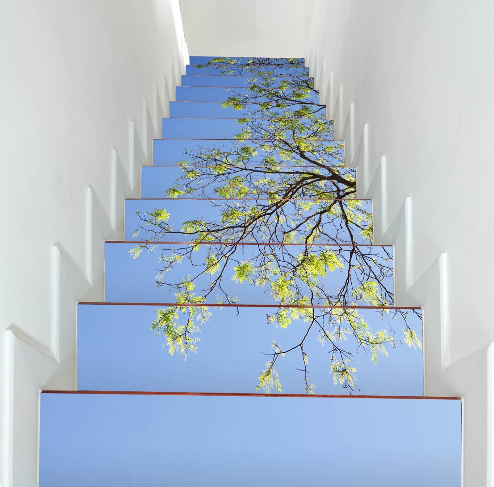 3D Simple Blue Sky W90 Stairs Risers Decoration Photo Mural Vinyl Wallpaper Vera