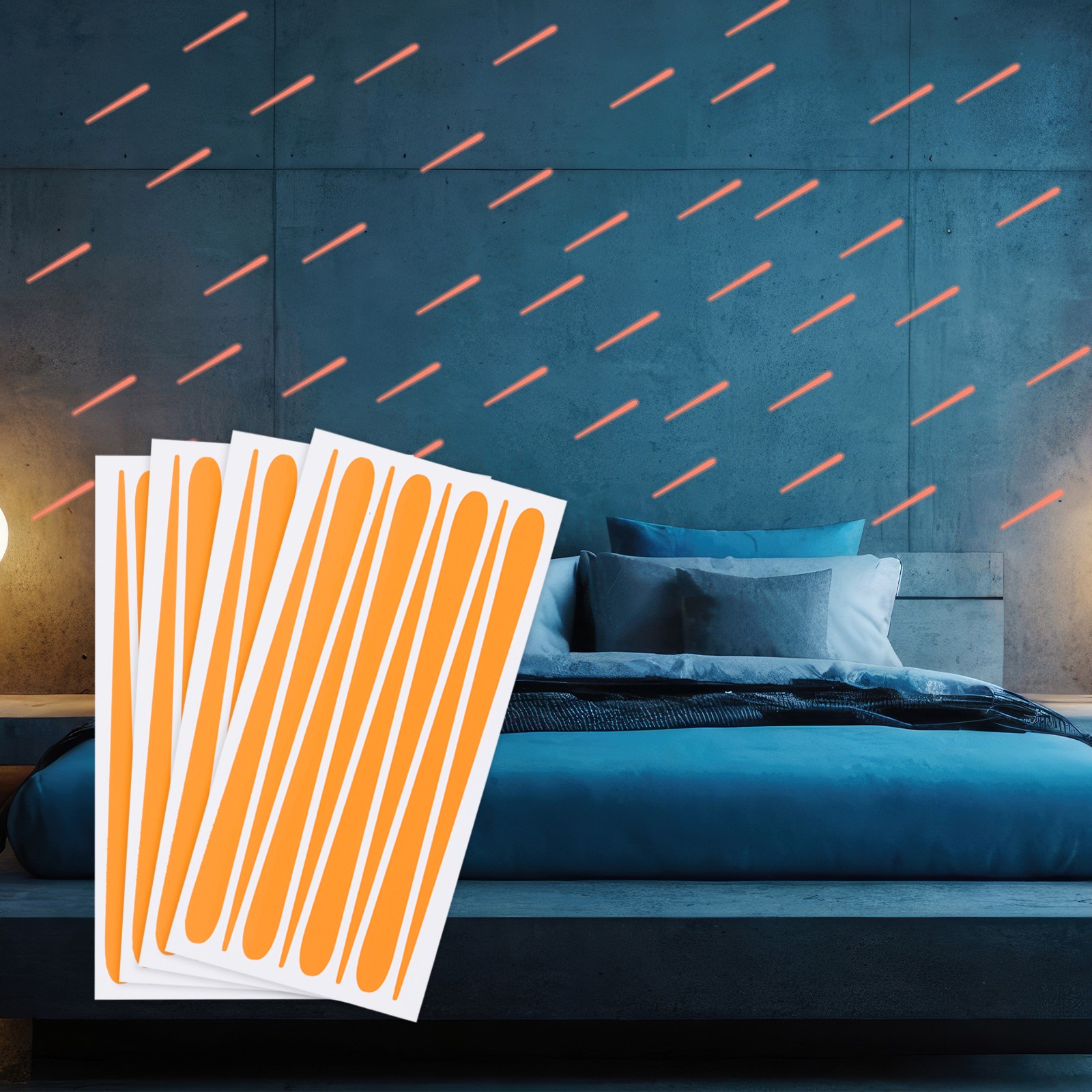 32 Pcs Glow in the Dark Star Stickers, Shooting Star Luminous Decor, Orange