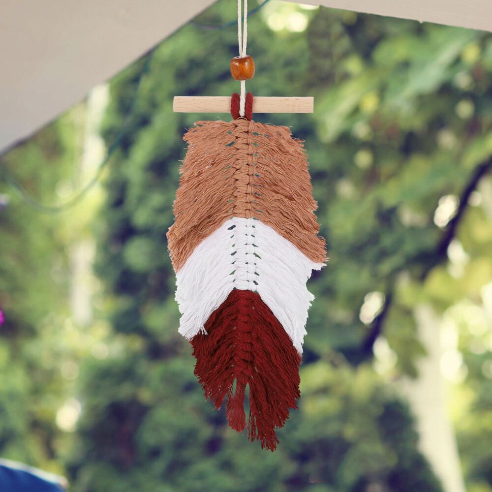 2Pcs Braided Cotton Cord Woven Leaf Hanging Ornament Locket Bohemian Decor Gift