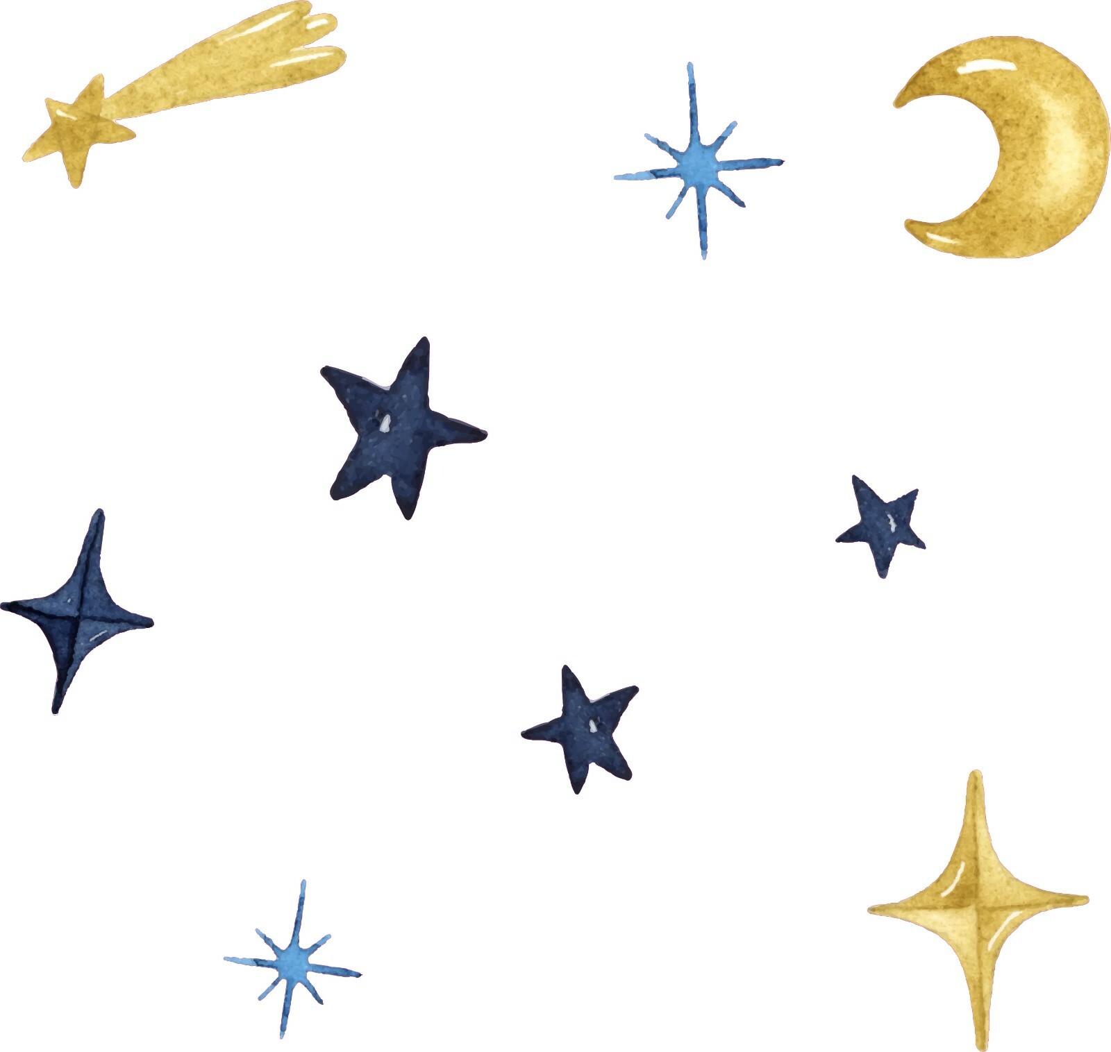 Vinyl Multicolor Decor Shooting Stars Moon Crescent Design Home Wall Decal Sheet