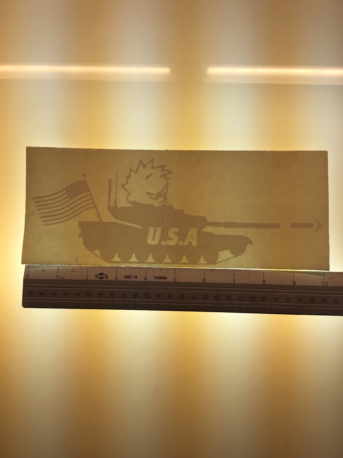 Calvin USA Tank BIG – WHITE – Vinyl Sticker Decal – Y7-2.752