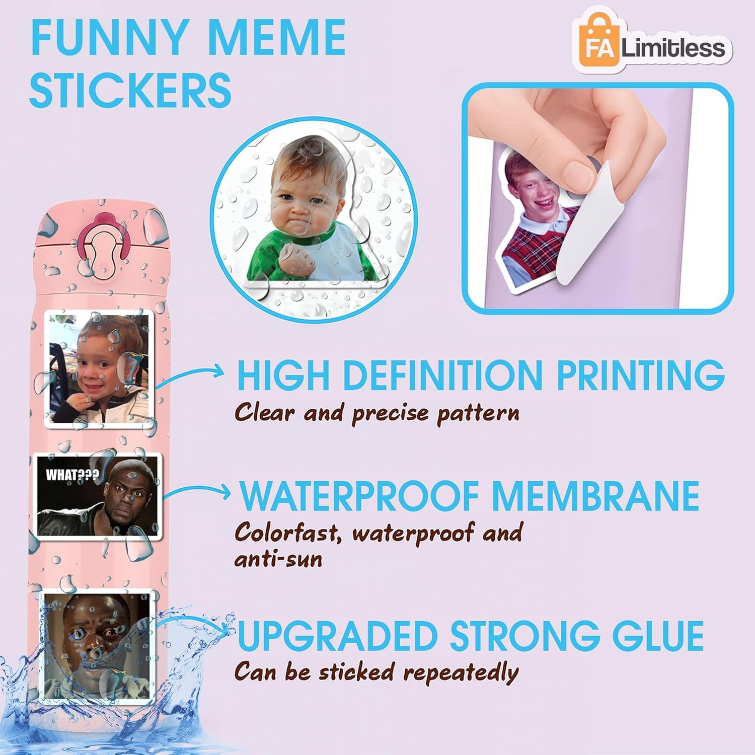 Funny Meme Stickers Pack – 24 Sheets (200+ pcs) Waterproof Vinyl Stickers for