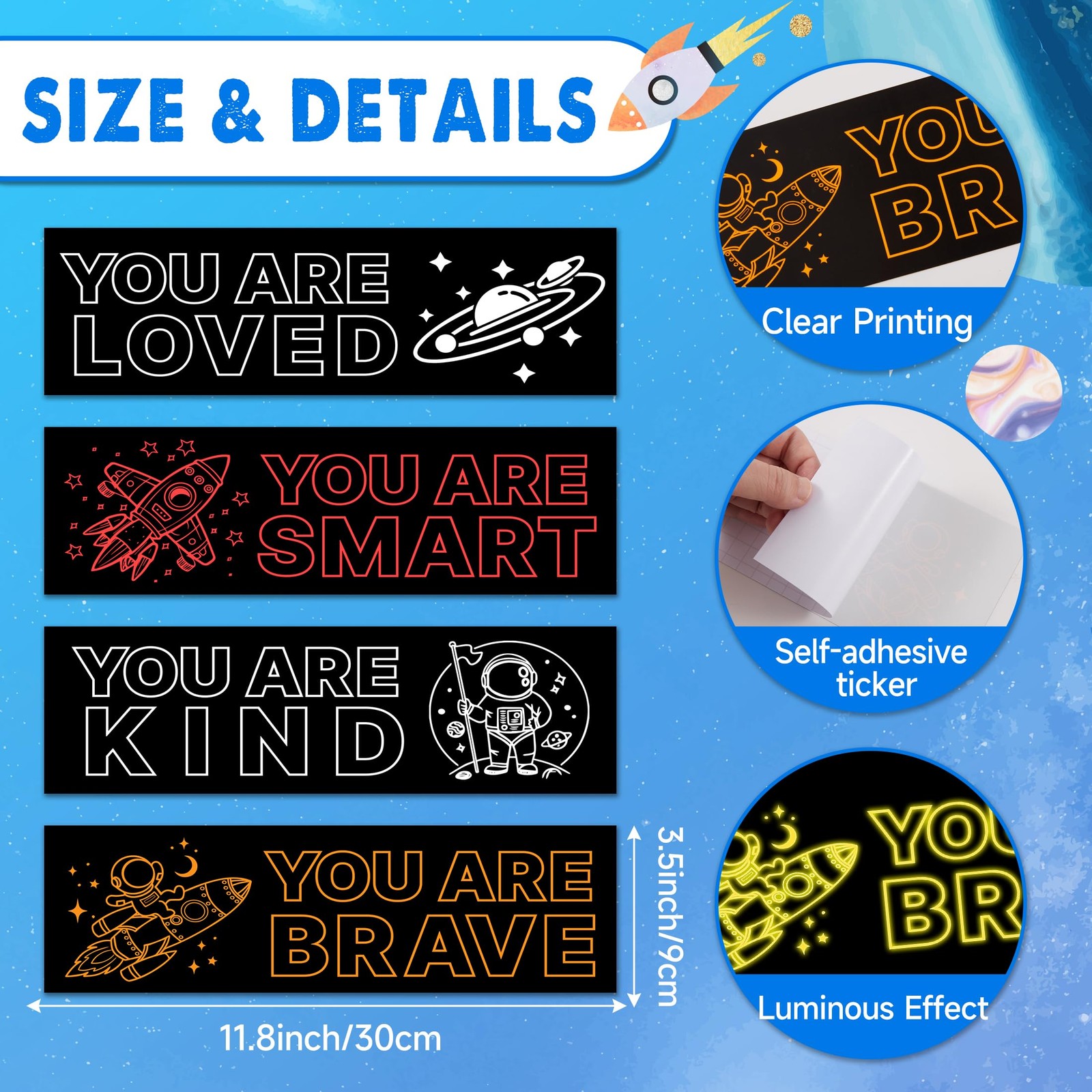 Robmoda Glow Astronaut Wall Stickers 4 Colors