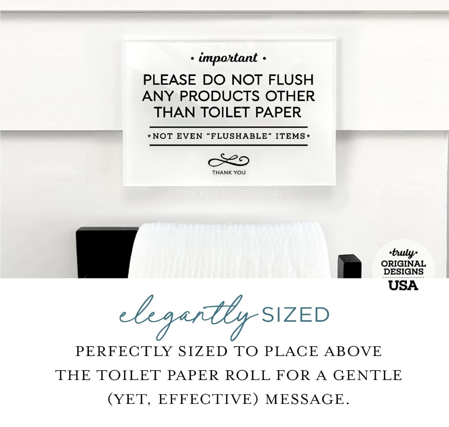 3.5×5 INCH Small & Elegant Designer Acrylic Bathroom Sign ~ Includes Adhesive…