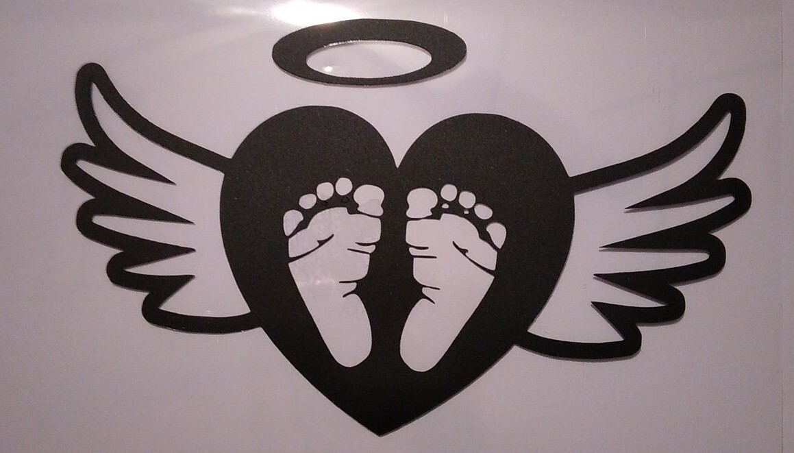 Baby Feet Hear With Wings And Halo Decal