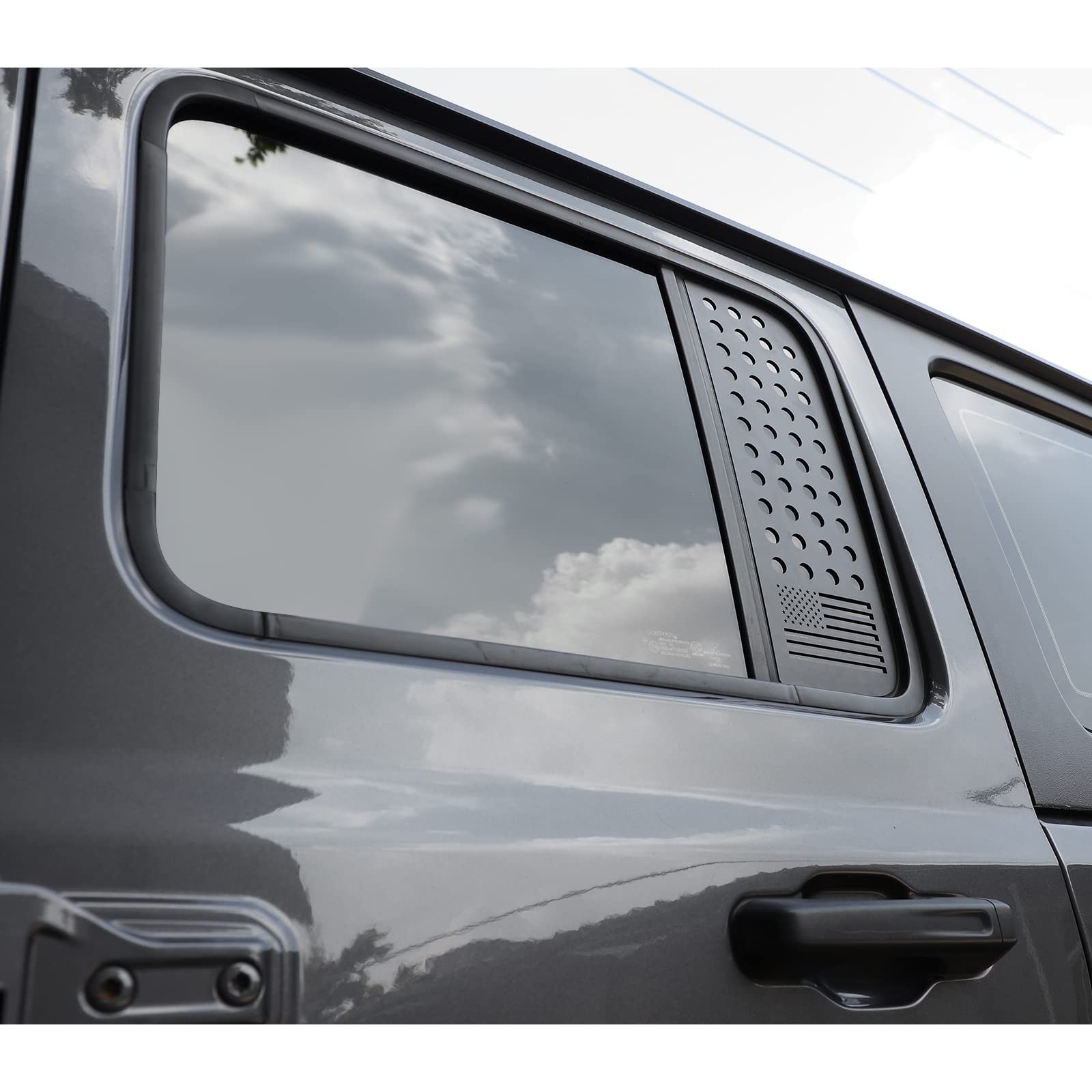 Rear Door Window Decals Aluminum Alloy Glass Panel Cover for 2018-2021 Jeep W…