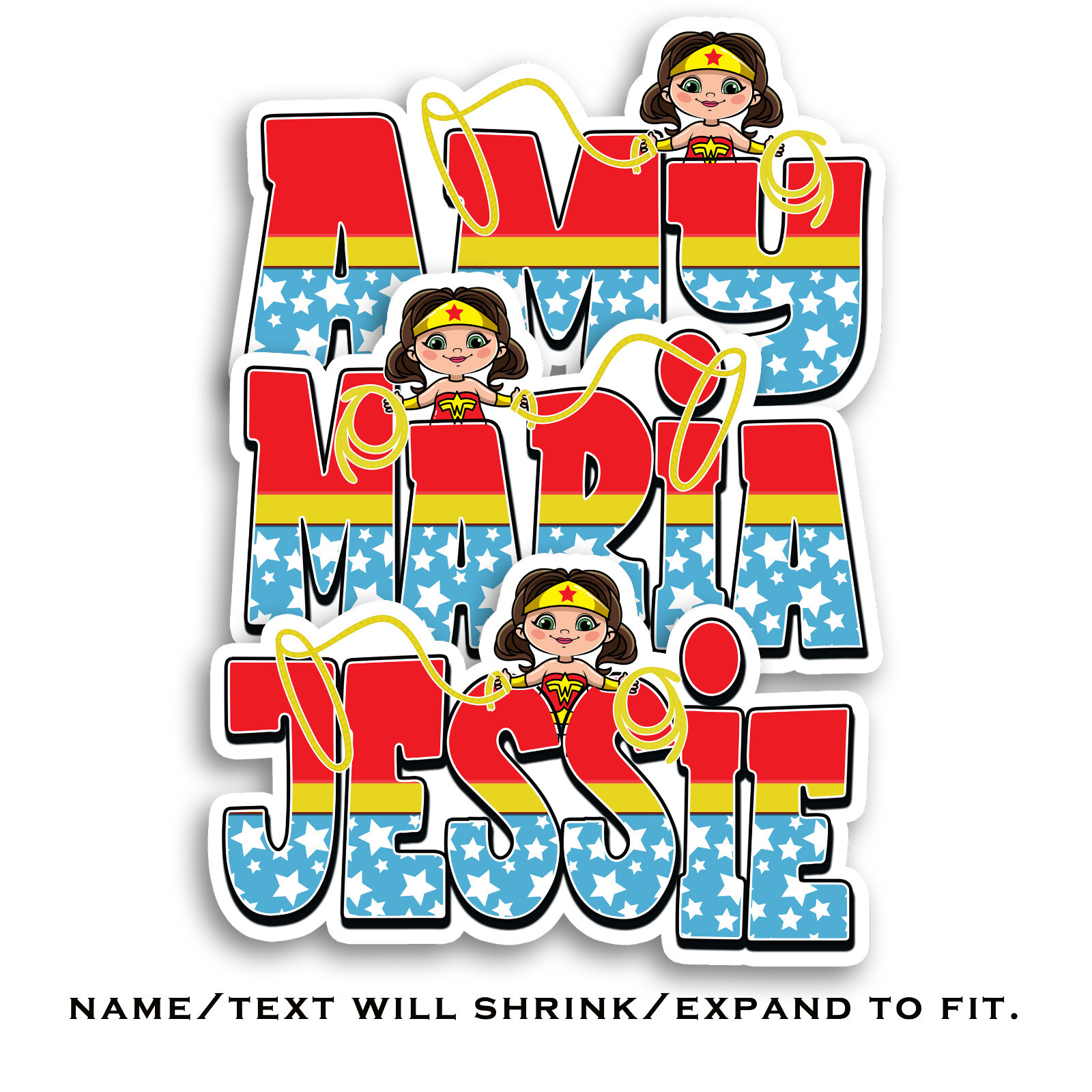 Custom Name Sticker Personalized Decal Superhero Girl Power Amazon Warrior Theme