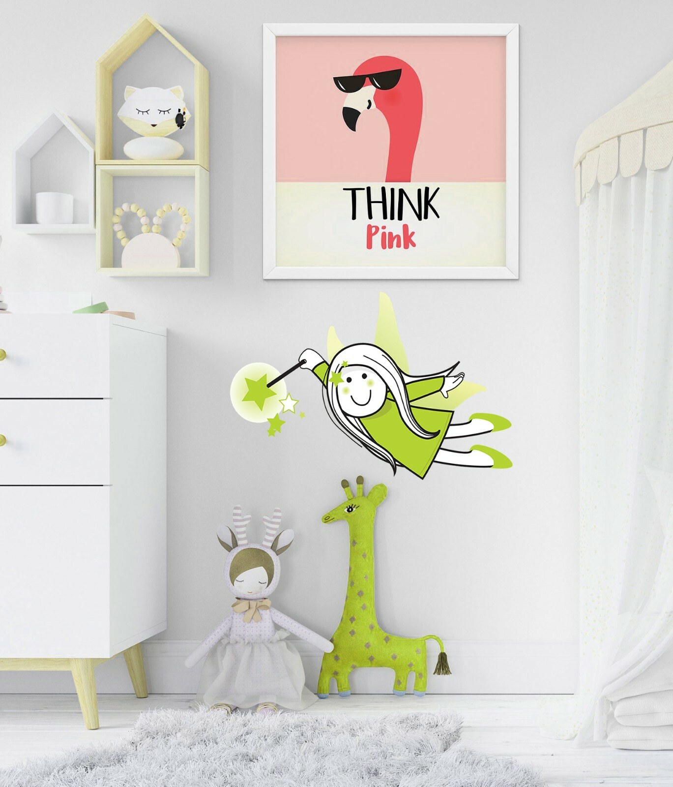 Faerie Wall Decal, Living Room Fairy Creature Decal, Sprite Princes Sticker