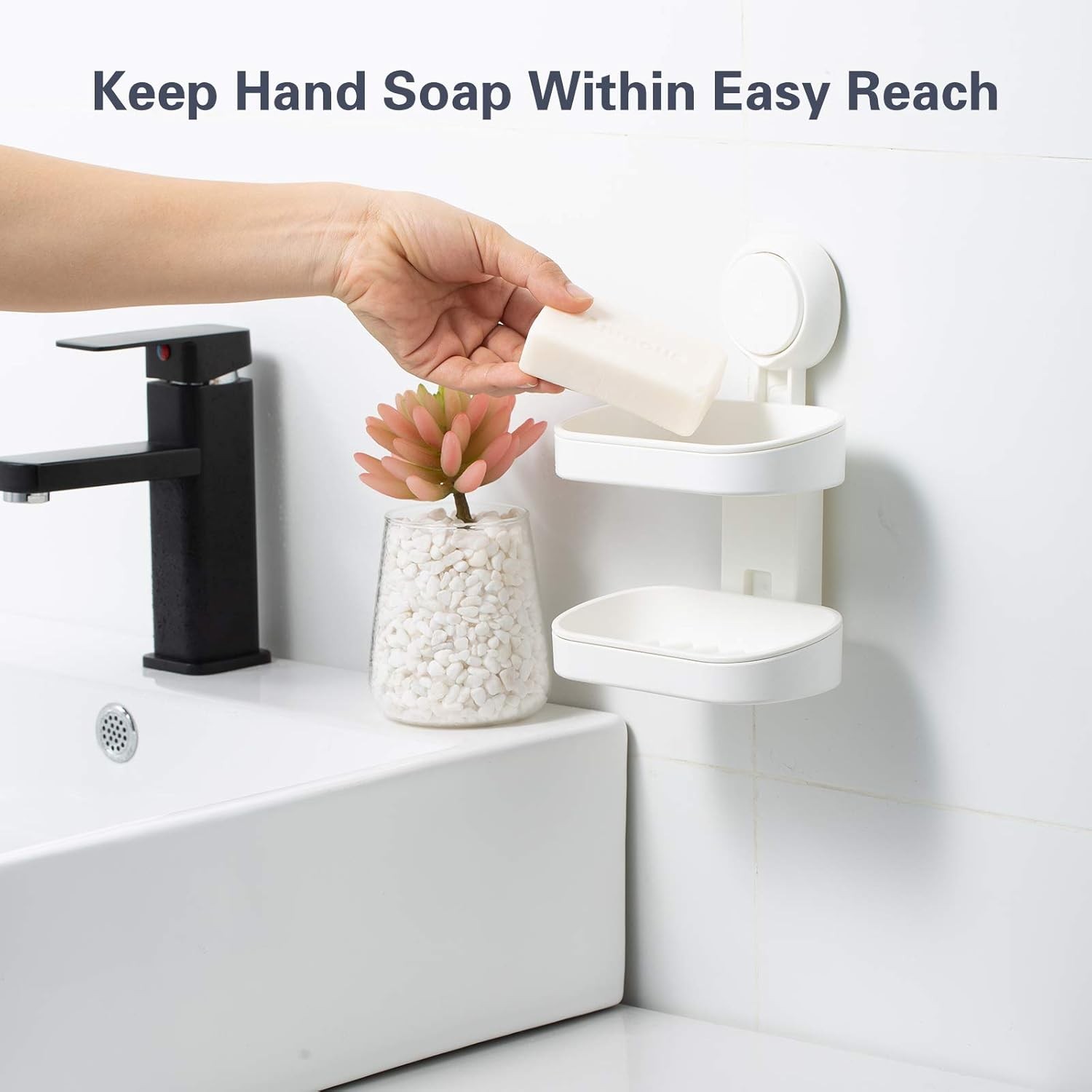 Suction Cup Soap Dish – Dual-Layer, Self-Draining, No-Drill Wall Mount Holder