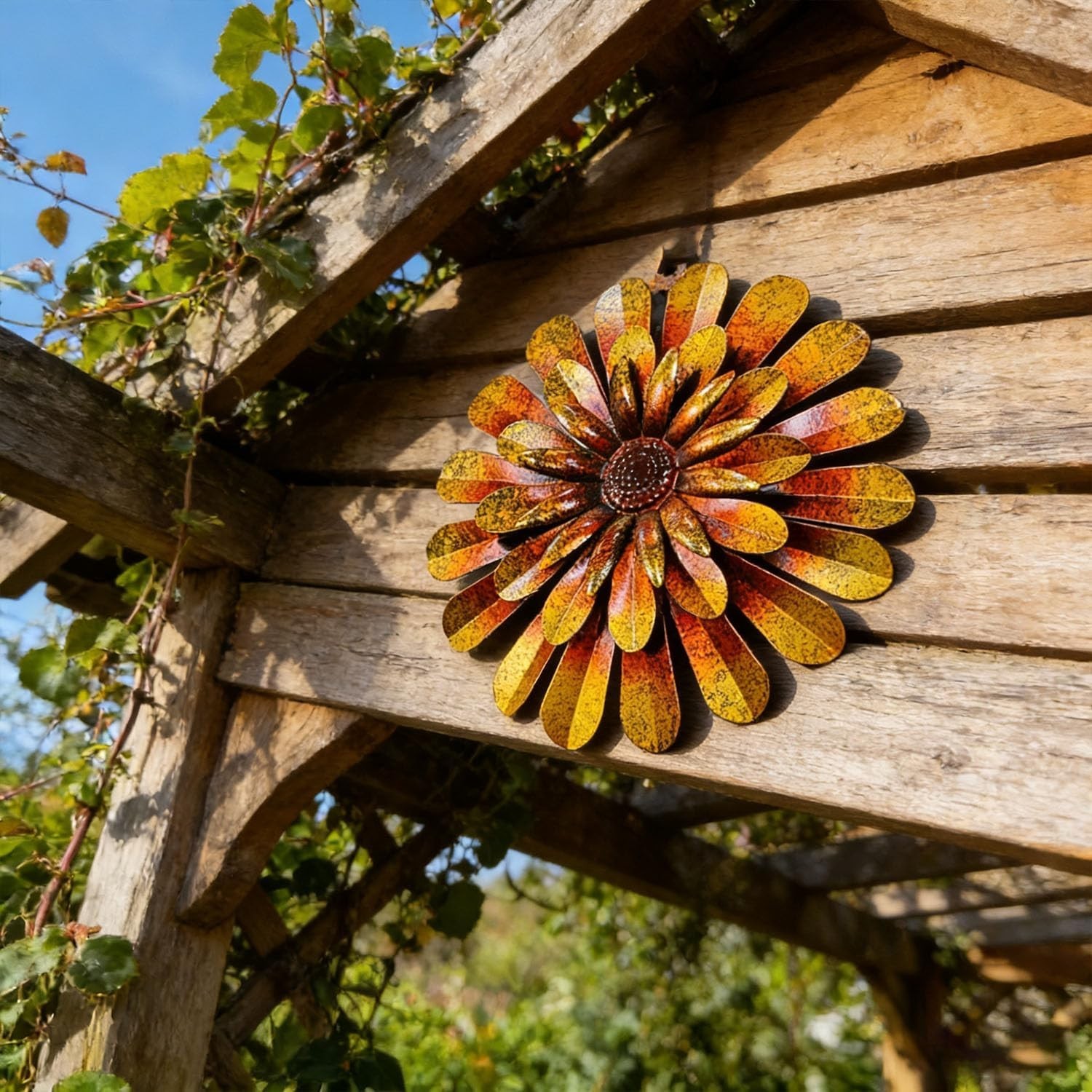 Elegant 2 Pack 12-Inch Hand-Painted Metal Flower Wall Art – Indoor & Outdoor