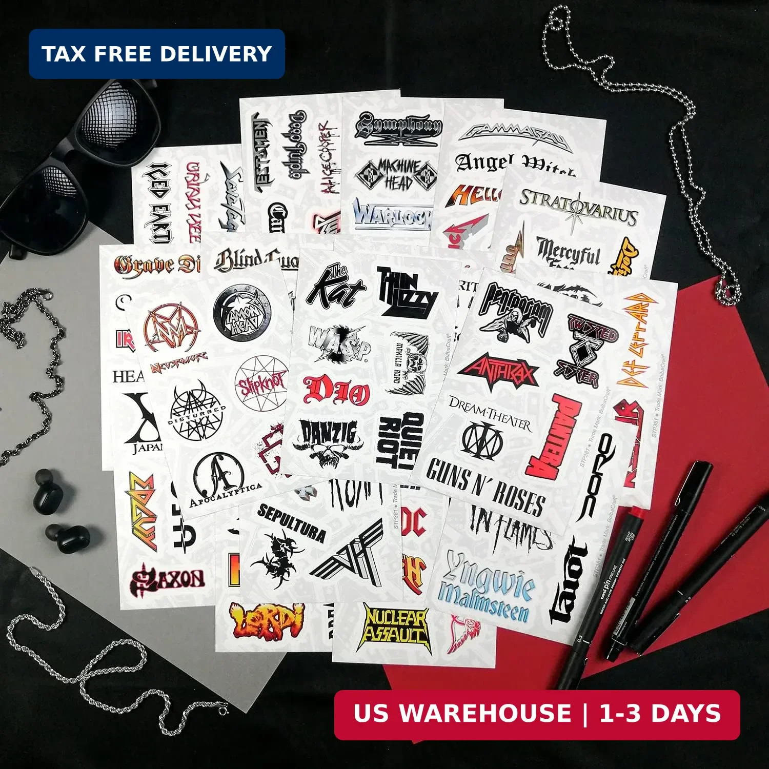 BulbaCraft 100Pcs Heavy Metal Band Stickers, Rock Stickers, Heavy Metal Gifts fo