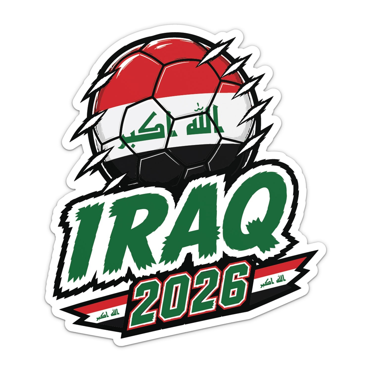Iraq Flag Soccer Ball Football World Cup 2026 Sticker Car Bumper Vinyl Decal