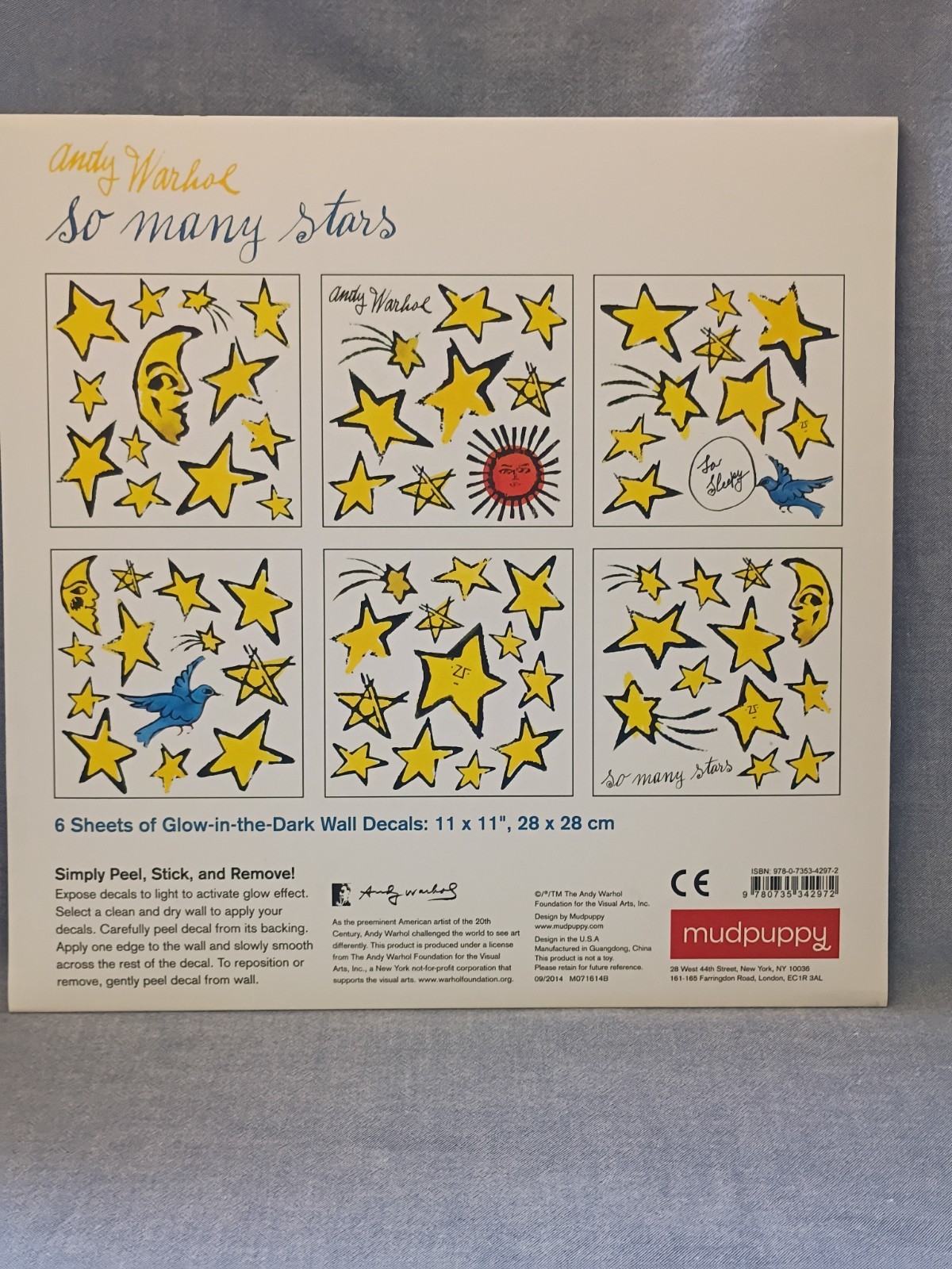 MUDPUPPY & Andy Warhol "So Many Stars" Wall Decals, Glow in The Dark,