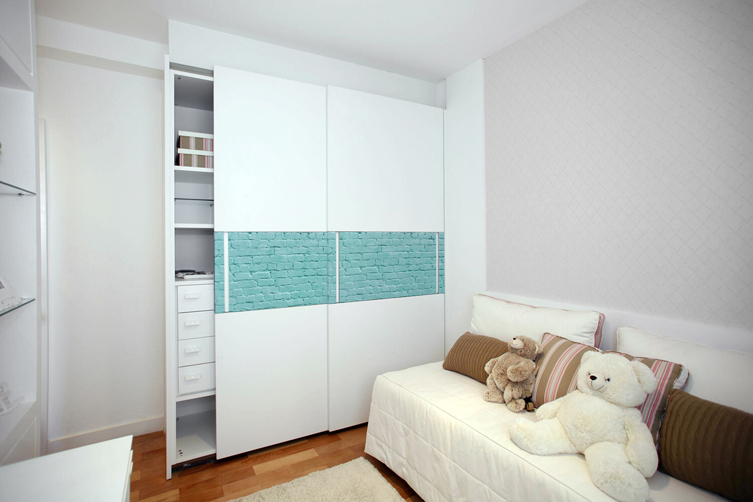 Matte Furniture Art Stickers Decal for Bedroom Turquoise brick 100×50