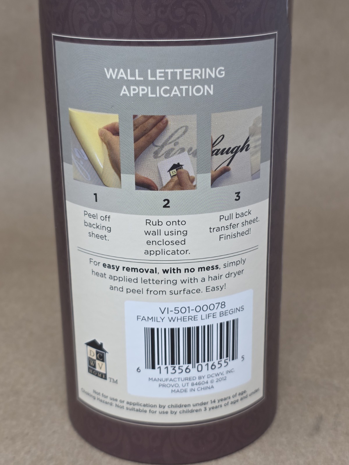 Designer Wall Lettering "Family Where Life Begins Love Never Fails" NIP