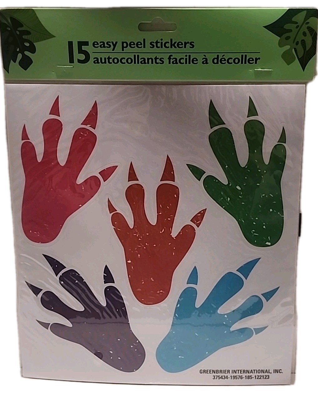 Dinosaur Footprint Stickers Package Autocollants Easy Peel 15 (DGT181)