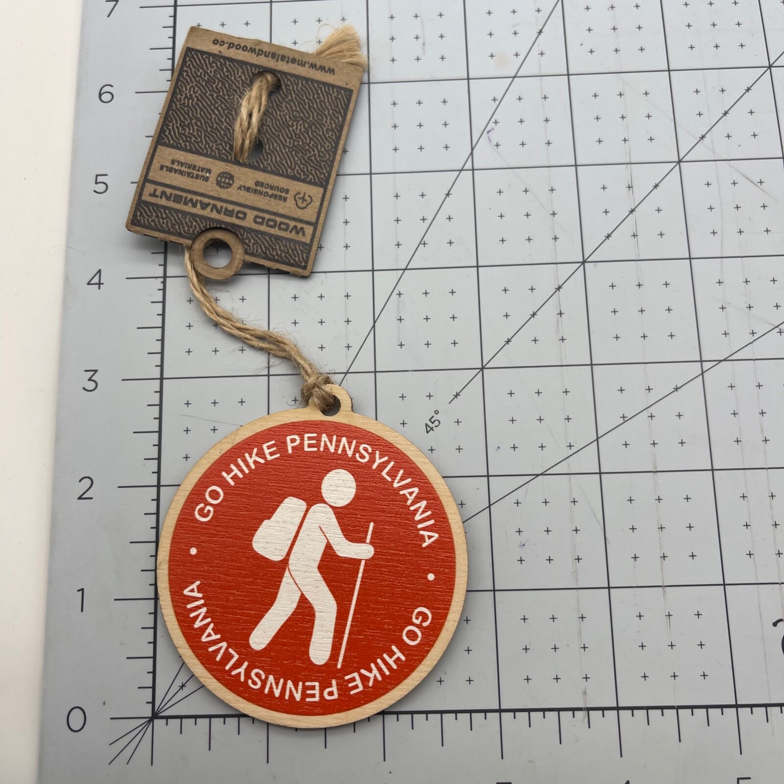 Metal and Wood Co Ornament Travel Pennsylvania PA Go Hike Pennsylvania