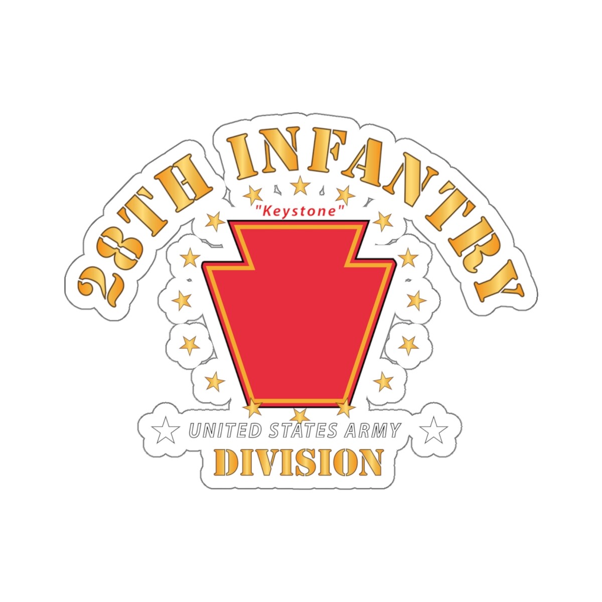 Kiss-Cut Stickers – Army – 28th Infantry Division – Keystone – SSI X 300